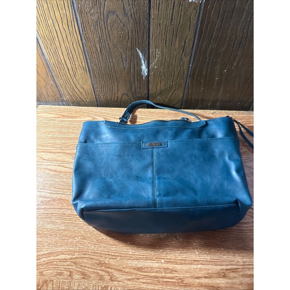 Rosetti Blue Faux Leather Tote Shoulder Bag Zip Top Pebbled Purse